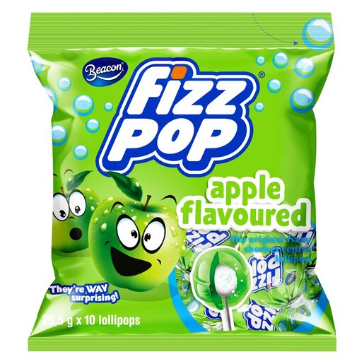 Beacon Fizz Pop Apple Flavoured Lollipops